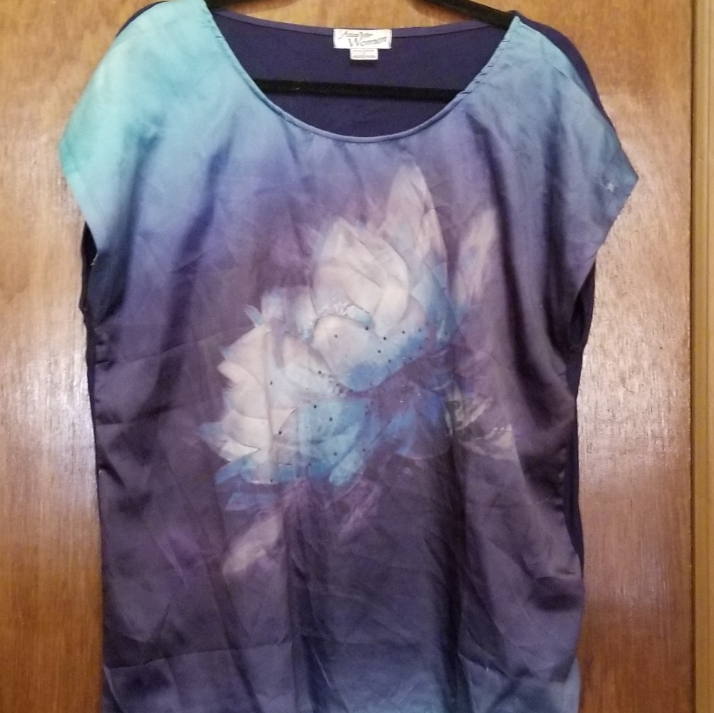 Silky Lotus Print Blouse